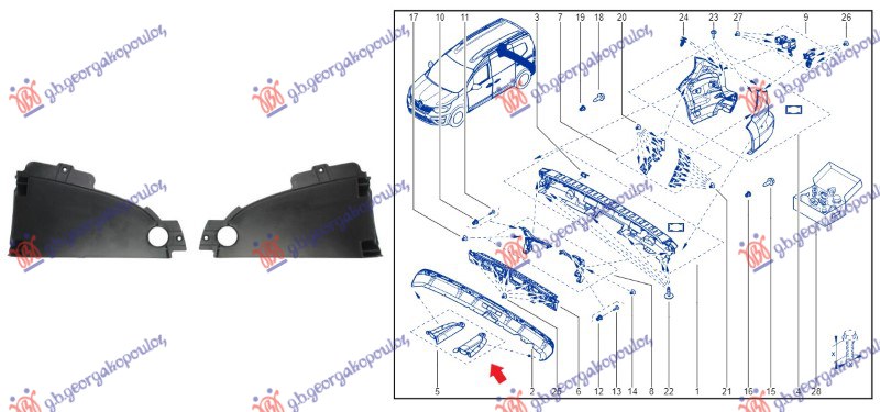 Renault kangoo 21- NOSAC SPOJLER ZADNJEG BRANIKA (SET)