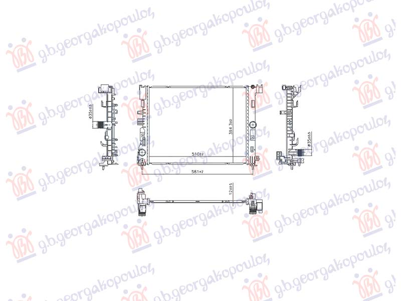 Renault symbioz 2024- HLADNJAK MOTORA 1.6 BENZIN/HIBRID (AUTO) (510x394) (NRF)