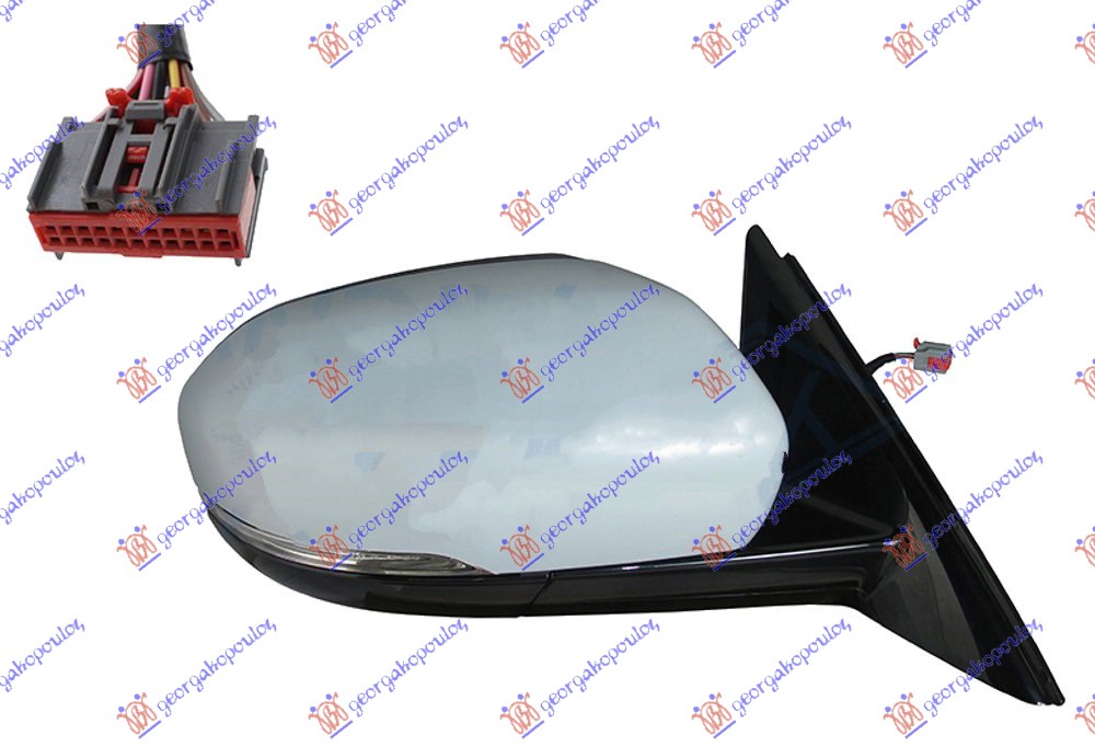 Land rover range rover evoque 2011-2015 (l538) RETROVIZOR ELEKTRICNI SA GREJACEM PM (ELEKTRO-SKLOPIV) (MIGAVAC) (SVETLO) (8 PIN) (A KVALITET) (KONVEKSNO STAKLO)