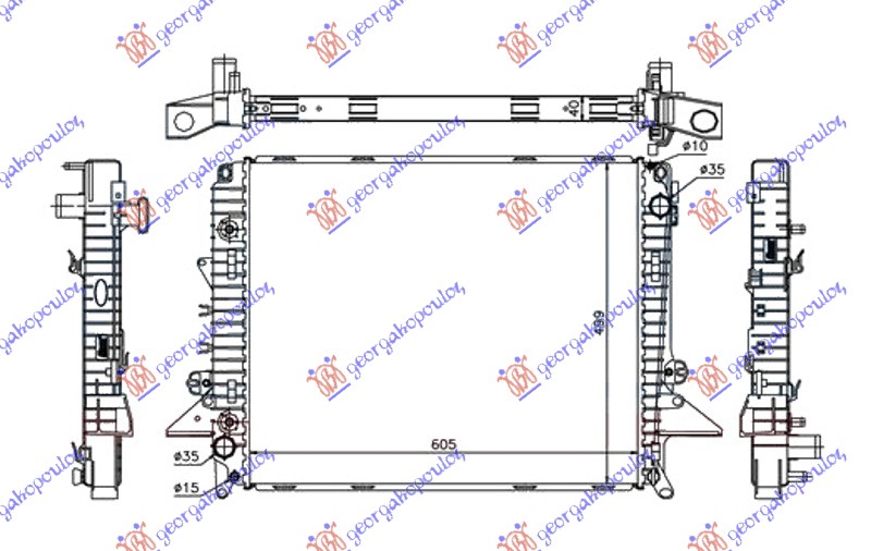 Land rover range rover sport 2005-2013 (l320) HLADNJAK MOTORA 2.7 Tdi V6 DIZEL (MAN/AUTO) (605x500x40) (NRF)