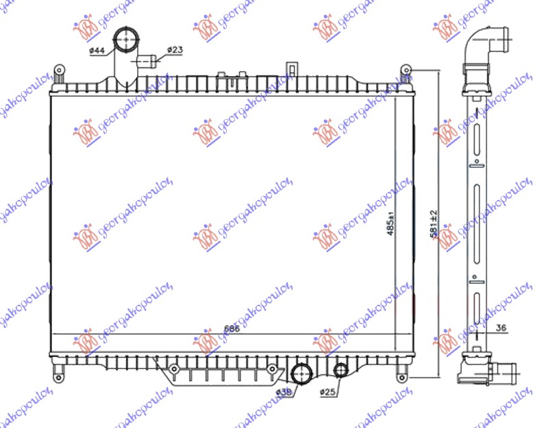 Land rover discovery 14- HLADNJAK MOTORA 3.0 TD DIZEL (MAN/AUTO) (485x685x36) 10-