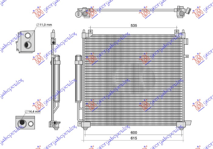 Land rover defender 19- HLADNJAK KLIME 2.0 Si4 BENZIN - 2.0 Sd4/Td4 DIZEL (631x572) (NISSENS)