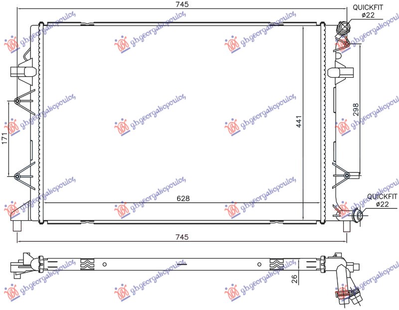 Vw cc 2012-2017 (358) HLADNJAK MOTORA DODATNI 2.0 TDi DIZEL (630x440x26) (NRF)