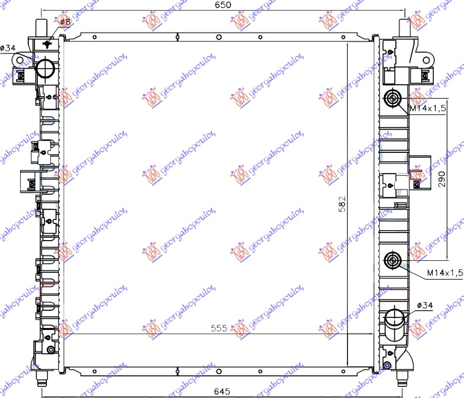 Ssangyong actyon 2006-2013 (qj) HLADNJAK MOTORA 2.0 Xdi DIZEL (AUTO) (555x580x26) (NRF)