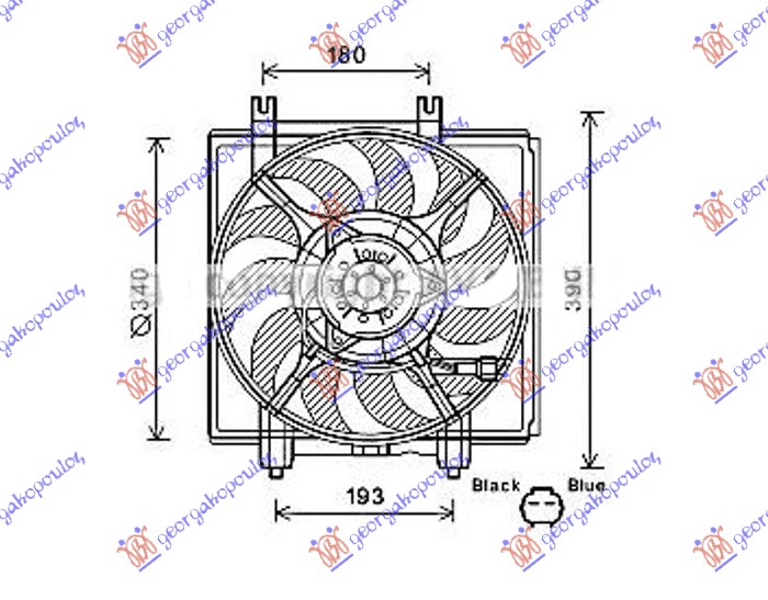 Subaru forester 08-12 VENTILATOR KOMPL. 2.5 TURBO (342mm) 2PIN