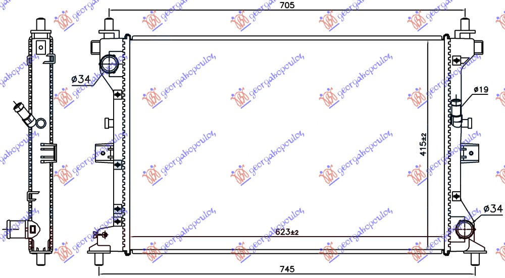 Suzuki vitara 2015-2019 (ly) HLADNJAK MOTORA 1.6 DDiS DIZEL (MAN) (623x415x27) (NISSENS)