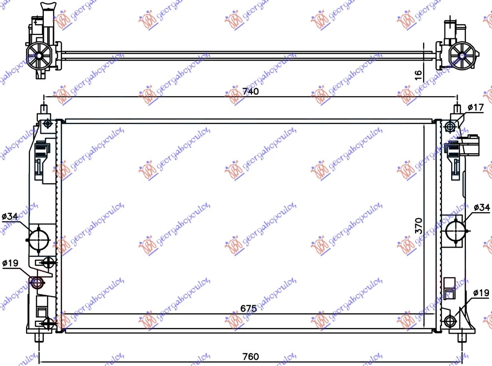 Toyota prius 16-19 HLADNJAK MOTORA 1.8 HIBRID (675x370x16)