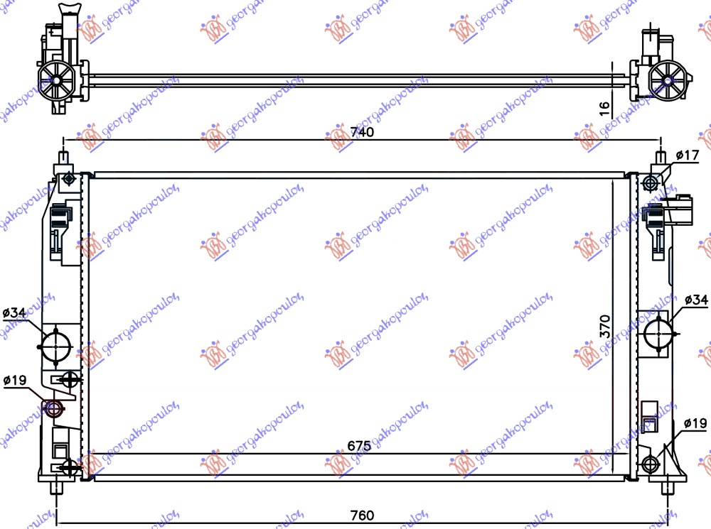 Toyota prius 2016-2019 (w52) HLADNJAK MOTORA 1.8 HIBRID (675x370) (VALEO)