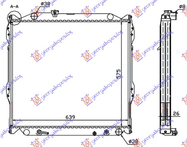 Toyota land cruiser prado 90 (j9) 96-99 HLADNJAK 3.0 DIZEL AUTO (575x640x26)