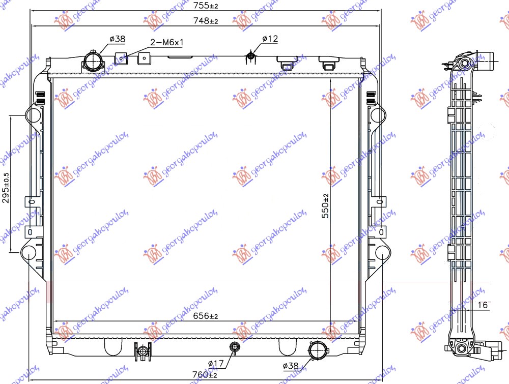 Toyota hi-lux 2wd/4wd 15-20 HLADNJAK 2.4 D DIZEL MAN.(550x650x27)