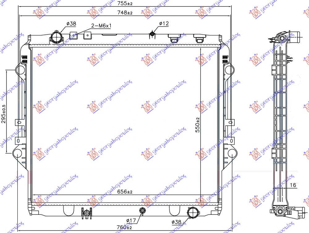 Toyota hi-lux 2wd/4wd 2020- HLADNJAK MOTORA 2.4 D DIZEL (MAN) (550x650x27) (KOYO)