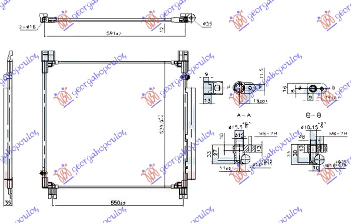 Toyota hi-lux 2wd/4wd 2020- HLADNJAK KLIME 2.4/2.8 D DIZEL (575x510x12)
