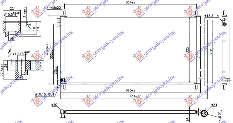 Toyota auris 12-15 HLAD.KLIME 2.0 D4D DIZEL(696x325x16)