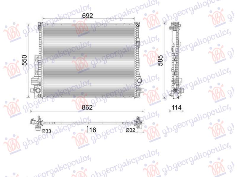Volvo xc90 2020- (256) HLADNJAK MOTORA 2.0 BENZIN/HIBRID (690x551) (NISSENS)