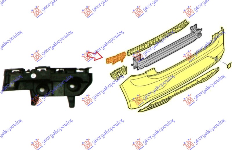 Vw polo 17- NOSAC ZADNJEG BRANIKA PLASTICNI (NA STOP LAMPI)