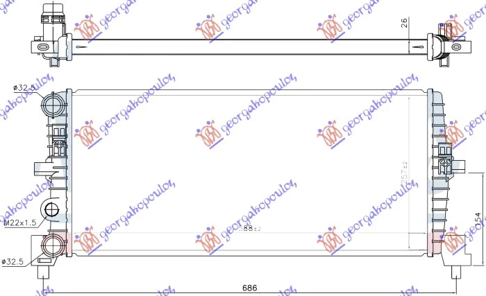 Vw up 16-19 HLADNJAK MOTORA 1.0 Tsi BEN (590x260x26)