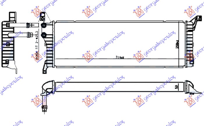 Vw transporter 2015-2019 (t6) (sga/sgh/sha/shh) HLADNJAK MOTORA DODATNI 2.0 TDi (110/150KW) DIZEL (715x245x50) (NRF)