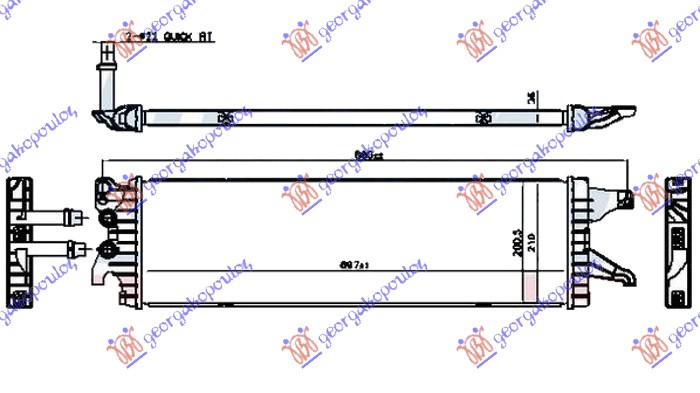 Vw transporter 2015-2019 (t6) (sga/sgh/sha/shh) HLADNJAK MOTORA DODATNI 2.0 TDi (62/75KW) DIZEL (695x210x26) (VALEO)