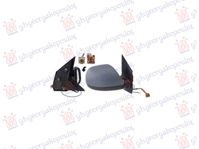 Vw transporter 2015-2019 (t6) (sga/sgh/sha/shh) RETROVIZOR ELEKTRICNI SA GREJACEM PM (ELEKTRO-SKLOPIV) (ANTENA) (MRTAV UGAO) (9+1 PIN) (A KVALITET) (KONVEKSNO STAKLO)