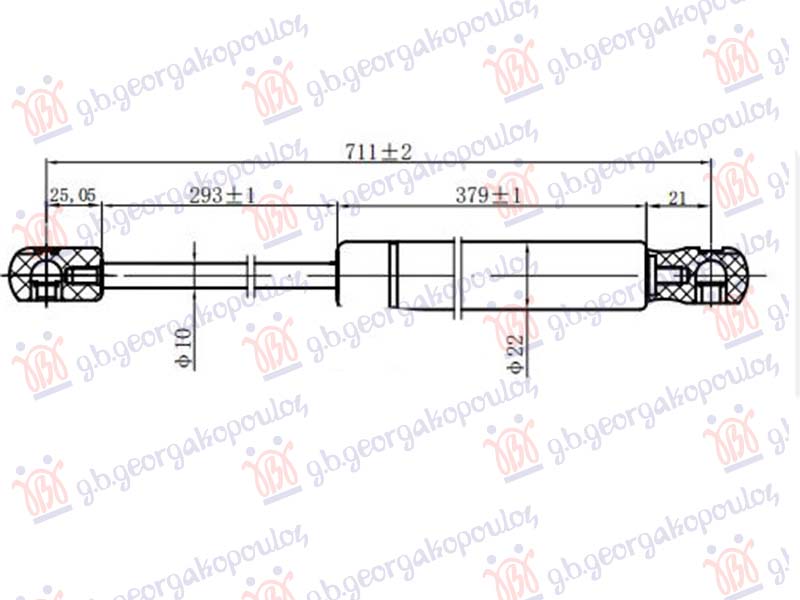 Vw transporter 2015-2019 (t6) (sga/sgh/sha/shh) AMORTIZER GEPEK VRATA (712 mm - 985 njutna) 