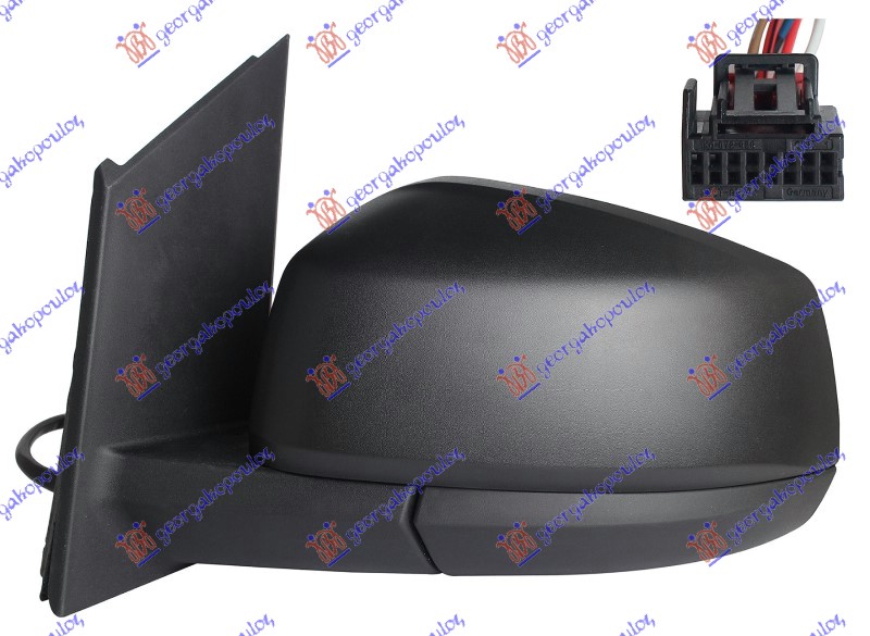 Vw caddy 2020- (sbb/sbj) RETROVIZOR ELEKTRICNI SA GREJACEM CRNI (5 PIN) (KONVEKSNO STAKLO)