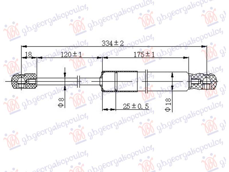 Tesla model 3 2017-2023 (5yj3) AMORTIZER GEPEK VRATA (334 mm - 480 njutna) (MARELLI)
